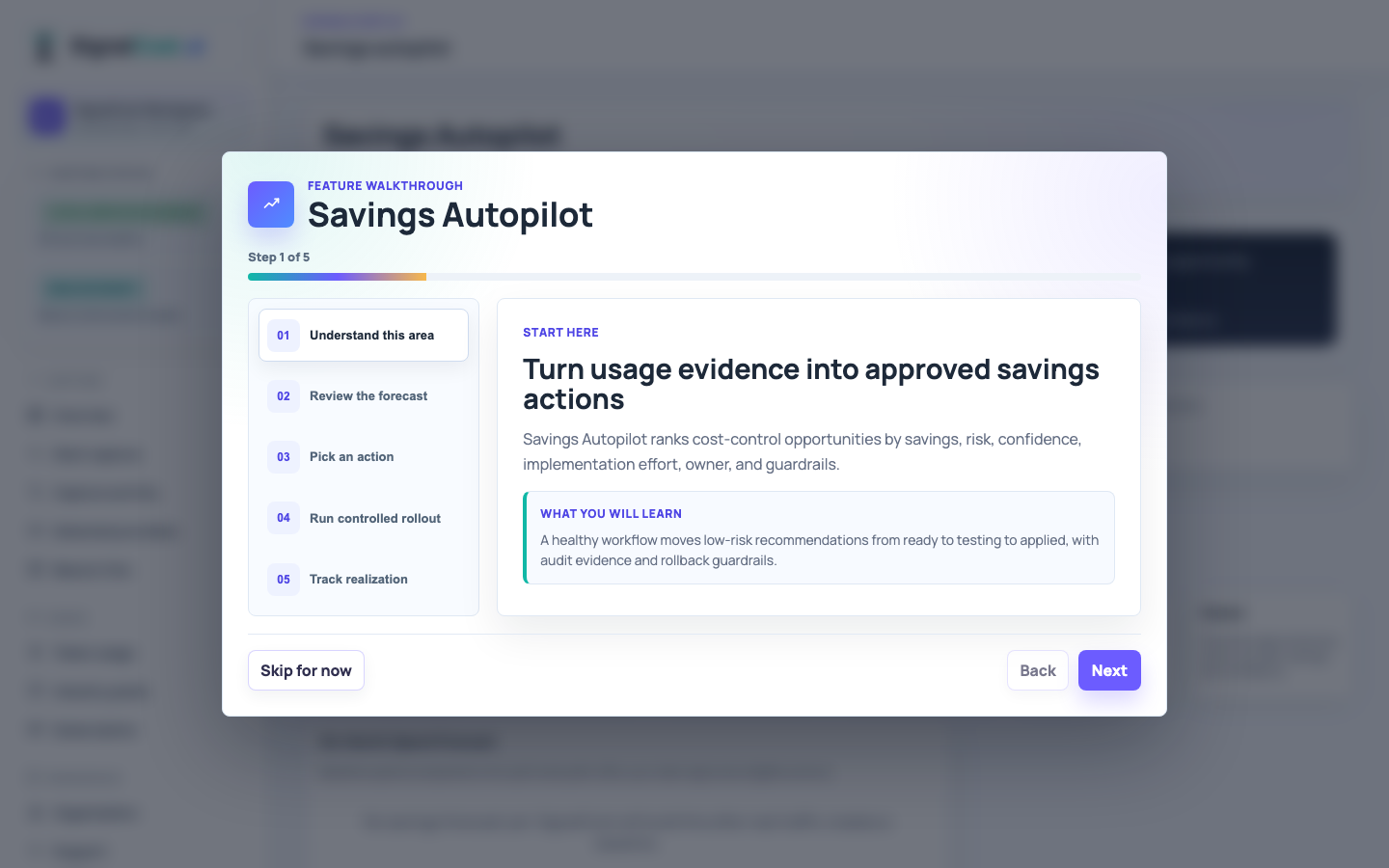 Savings autopilot screen